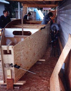 clamped for nailing