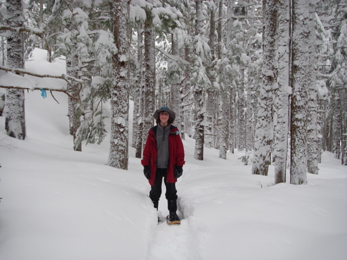 snowshoeing on the trail